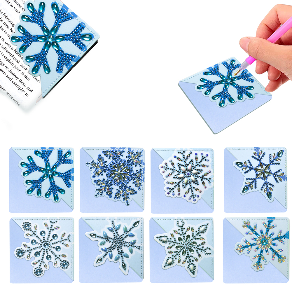 8PCS Diamond Painting Bookmark Kits Snowflake DIY Triangle Diamond Painting  Kits
