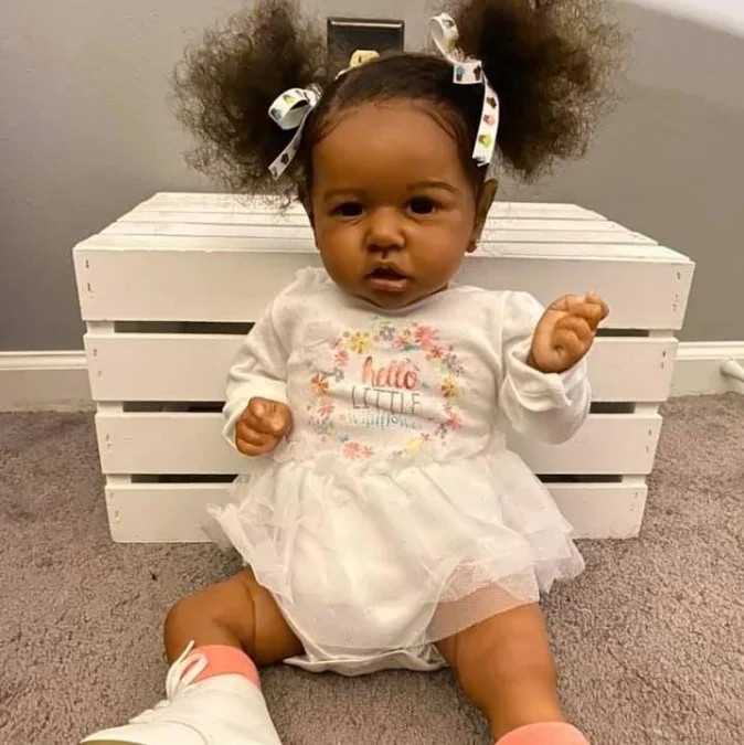  [Toys for Kids Sale] Black African American Black Silicone 20'' Diaz Black Toddler Reborn Baby Doll Girl with Heartbeat and Sound - Reborndollsshop®-Reborndollsshop®