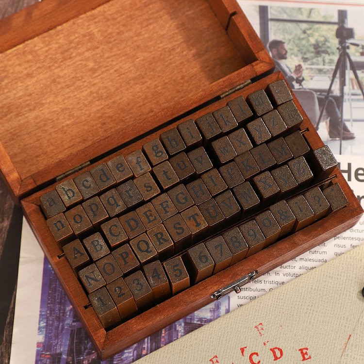 JOURNALSAY 70pcs/set Creative Retro Trend Series Wooden Journal Stamps