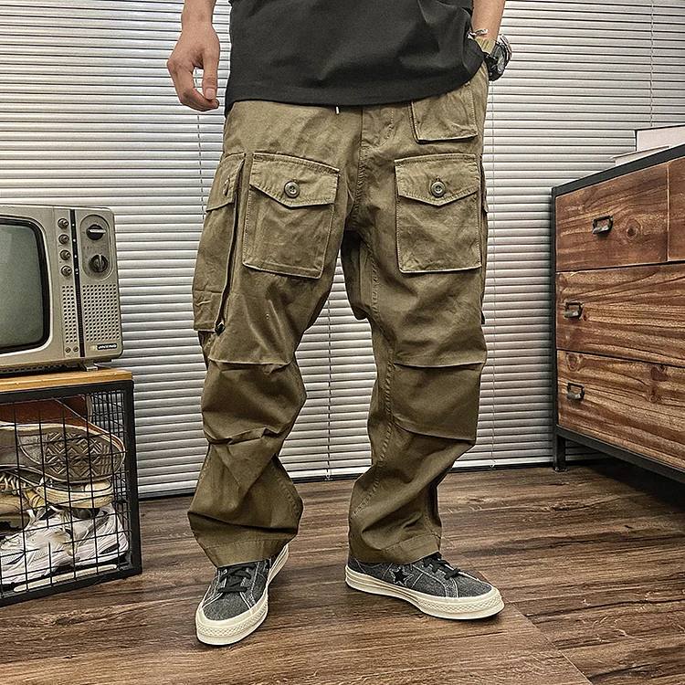 TIMSMEN American Vintage Multi Pocket Loose Harem Cargo Pants