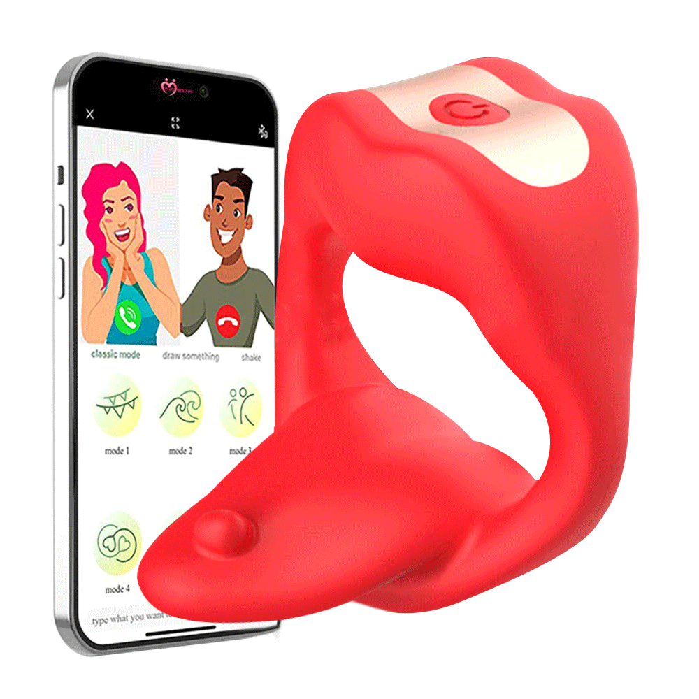 App Remote Control Tongue-licking & Vibrating Penis Ring - Rose Toy