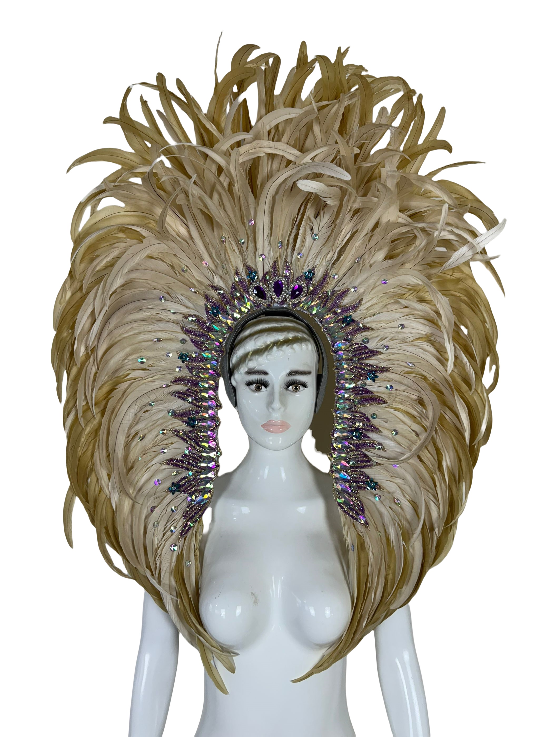 VCSHOES Feather headdress samba costume carnival halloween party bar performance hat makeup dance wings parade