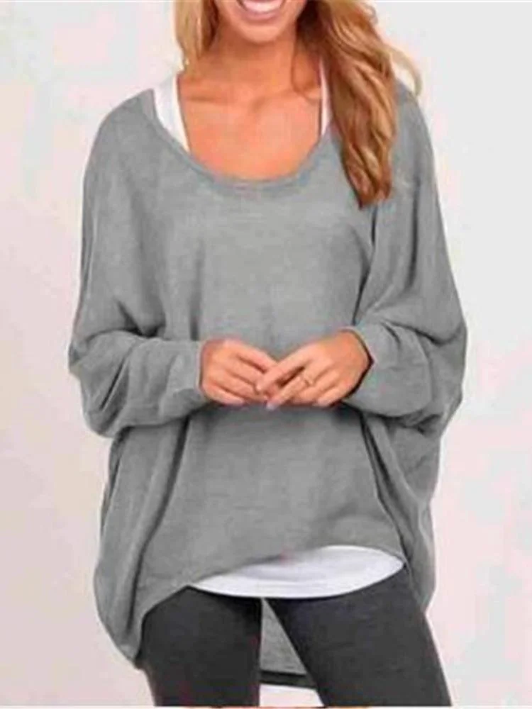 Fall Fashion Women's Long Sleeve Solid Color Woolen Sweater Plus Size Casual Tops Loose T-shirt Pullovers P11502