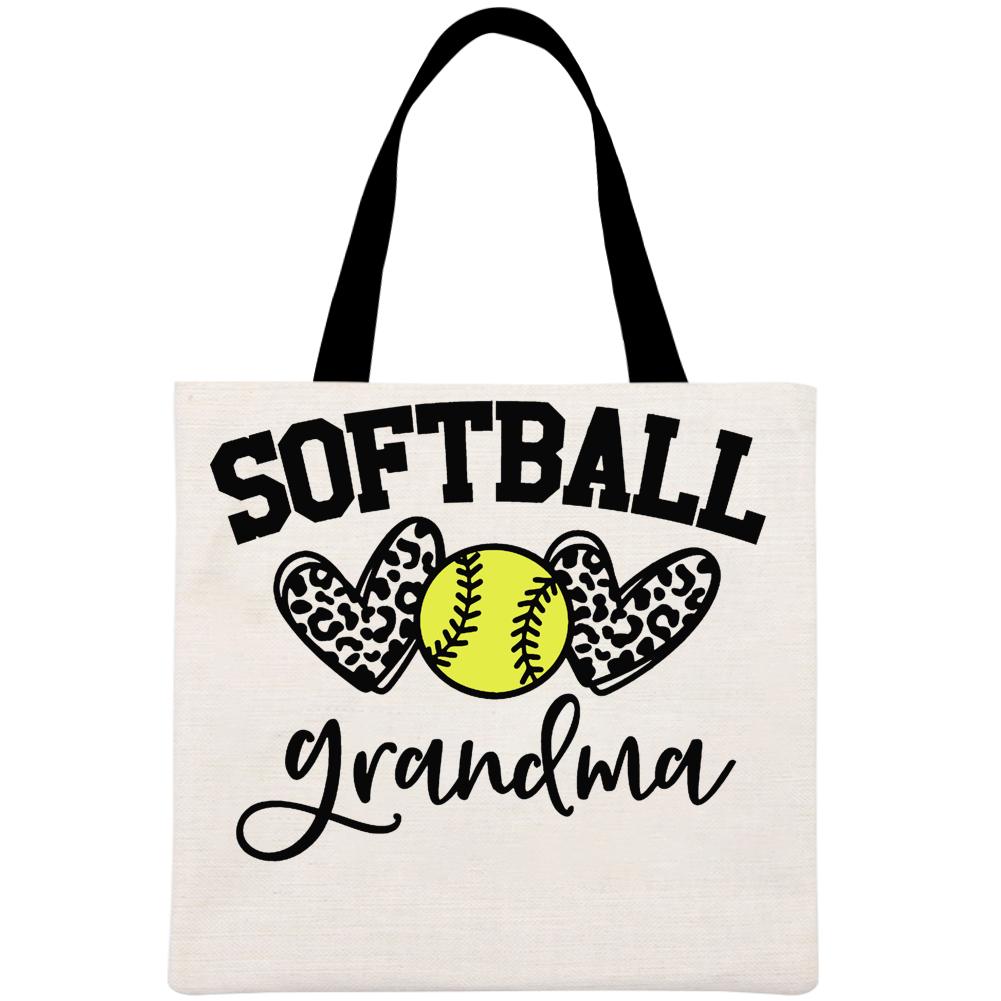 Softball Grandma Printed Linen Bag-Guru-buzz