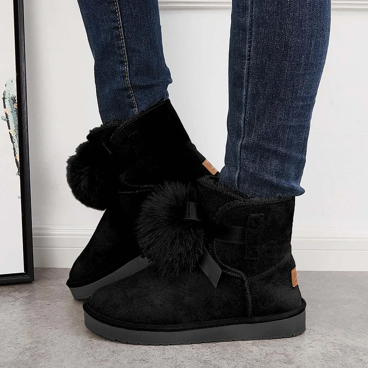 Women Warm Winter Boots Waterproof Faux Fur Boots Ankle Snow Boots Pompom Winter Booties shopify Stunahome.com