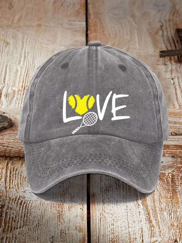 Women's love tennis printed hat socialshop