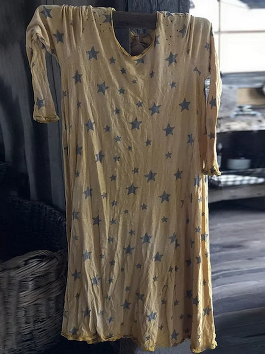 Star Print Shift Casual Dress