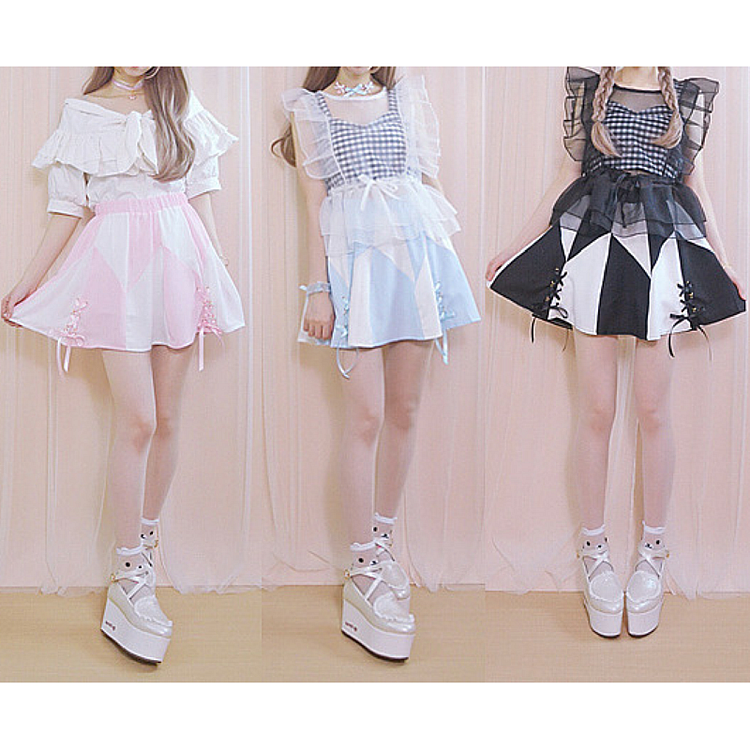 Pink/Black/Blue Lolita Pantskirt SP166879