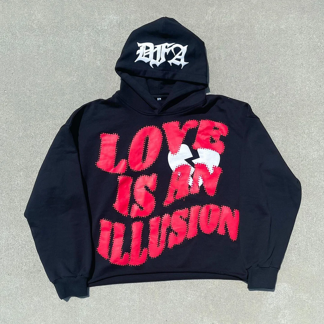 Heartbreak print casual street cotton hoodie