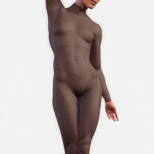 pornhint Pornhint Brown Sheer Mesh Unitard | See-Through Lace Bodysuit | Sexy Long Sleeve Playsuit | Full Zipper Catsuit | WomenÕs Festival & Party Outfit Toy
