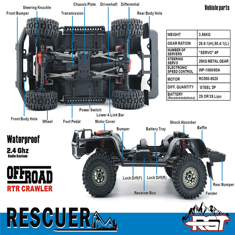 RGT EX86190 RESCUER 1 10 Realistic Crawler 4WD Real Hard Core R C Off