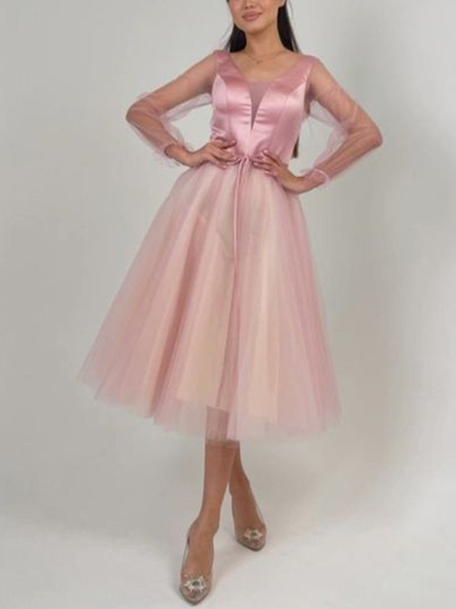 Mesh Tassel Dress in Pink