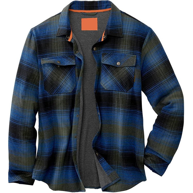 Checked Lapel Plus Velvet Padded Shirt Jacket
