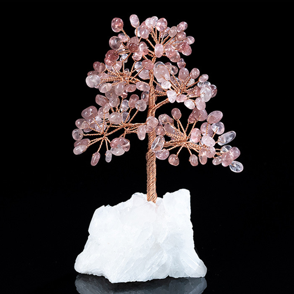 Natural Pink Crystal Feng Shui Tree