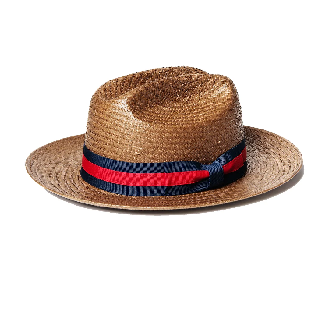 Clearance-Miller Ranch Fedora -- Patriotic Straw [BUY 2 FREE SHIPPING & BOX PACKING]
