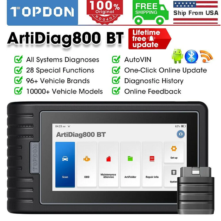 Topdon ArtiDiag800 BT AD800BT Diagnostic Tool with Free Lifetime Upgrade