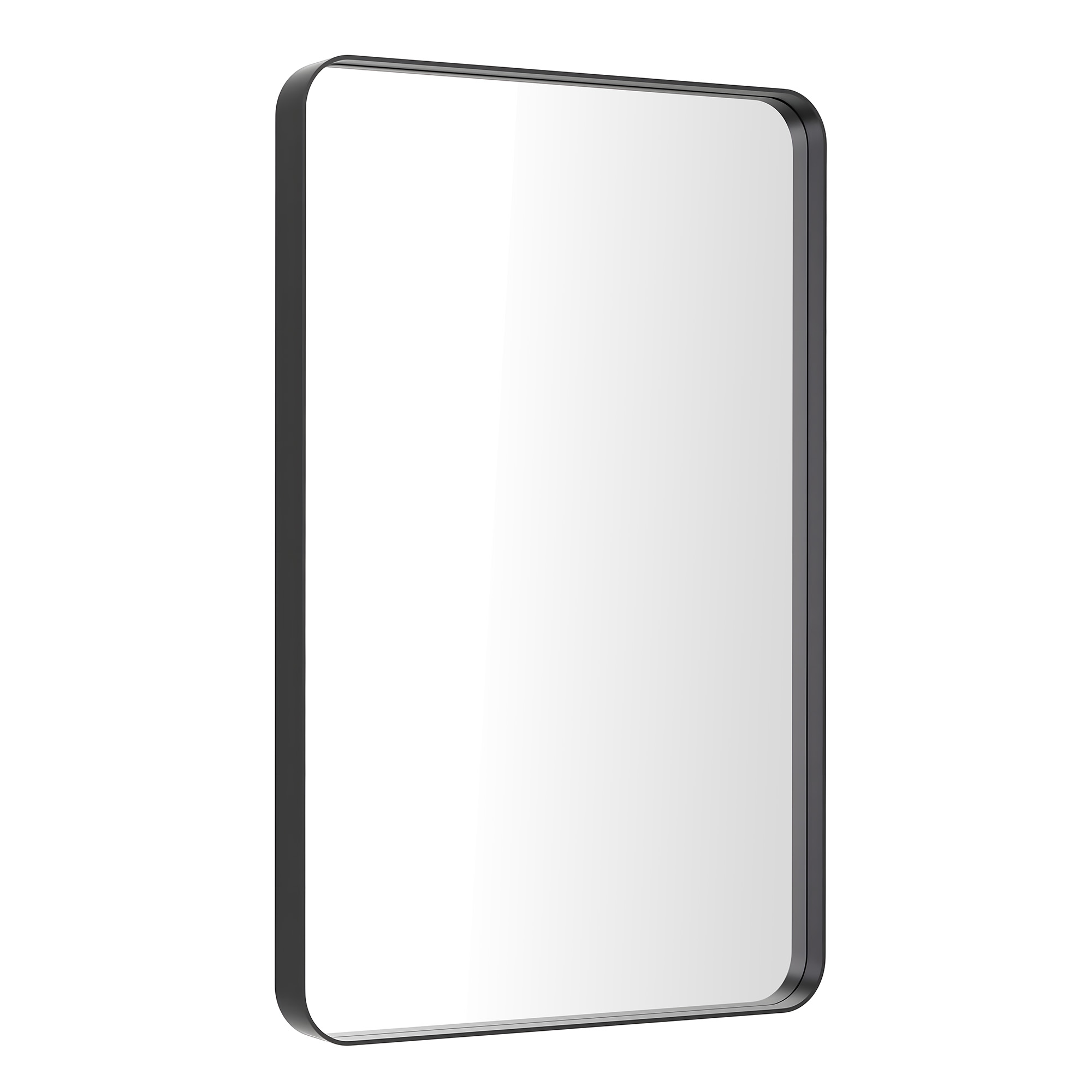 GRANDJOY Black Bathroom Mirror for Wall, Rounded Rectangle Vanity Mirror, Modern Decorative for Restroom, Farmhouse, Over Sink, Metal Frame, Shatterproof, Horizontally or Vertically Hanging