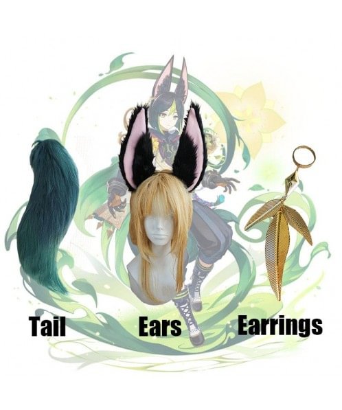 Genshin Impact Sumeru Tighnari Ears / Tail / Earrings Cosplay Props SP18209