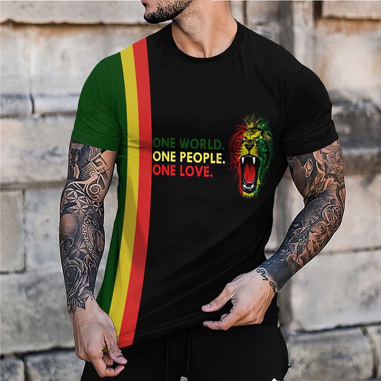 Yellow Green Red Print Short Sleeve T-Shirt