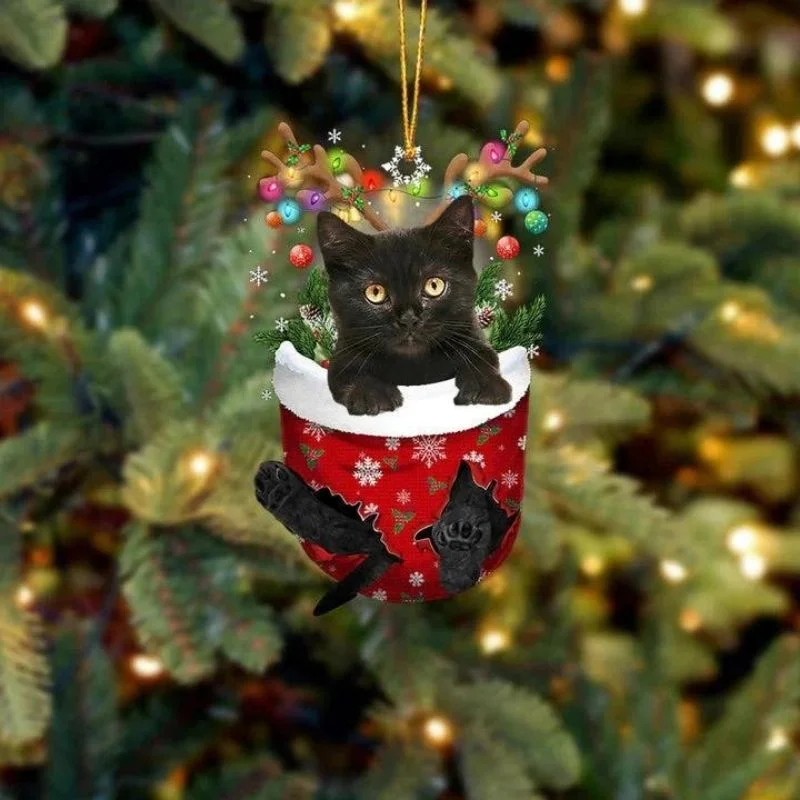 VigorDaily Cat In Snow Pocket Christmas Ornament SP185