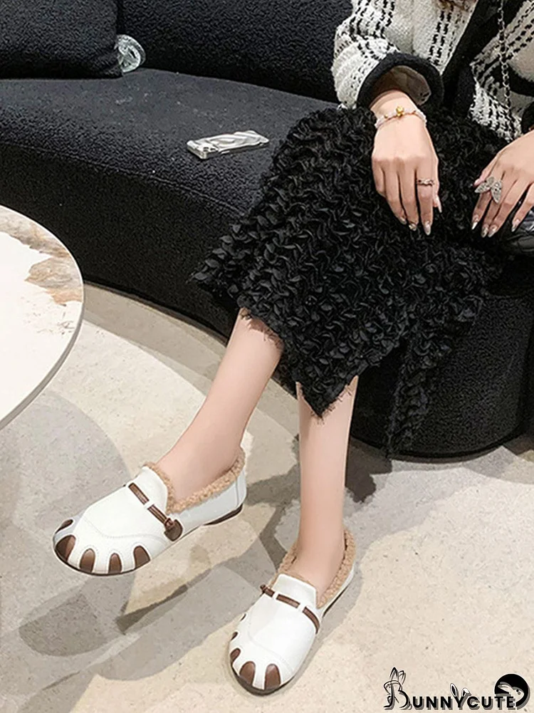 Round-Toe Shallow Cut Split-Joint Flat Shoes