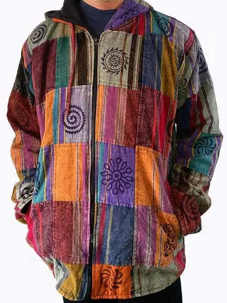 Men's Ethnic Print Jacket Long Sleeve Zip Jacket