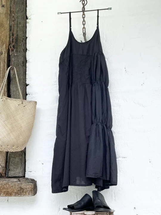 Womens Ruffled Hem Casual Linen Slip Dress