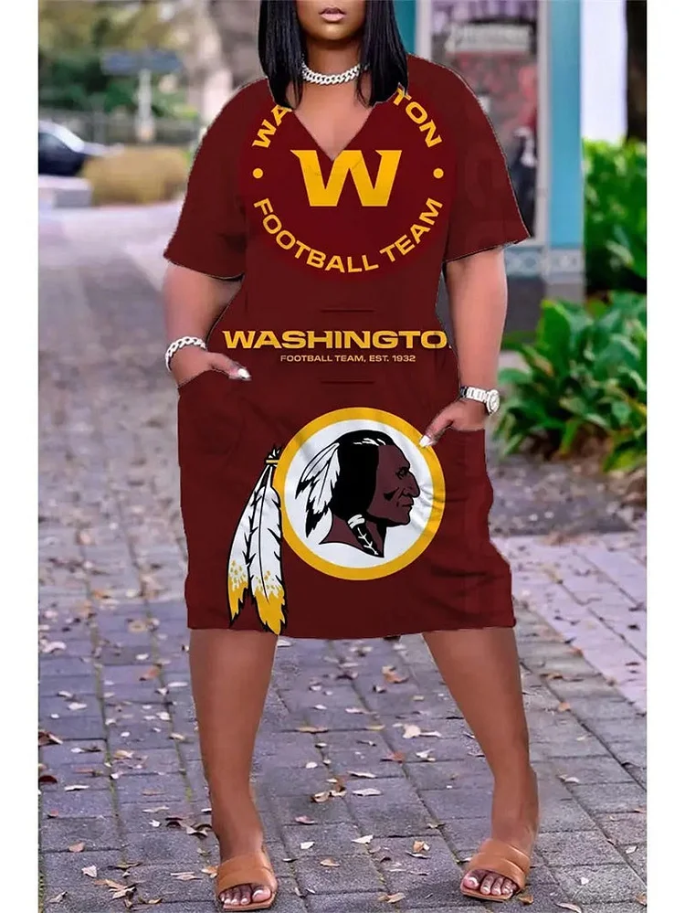 Washington Football Team
Limited Edition V-neck Casual Pocket Dress