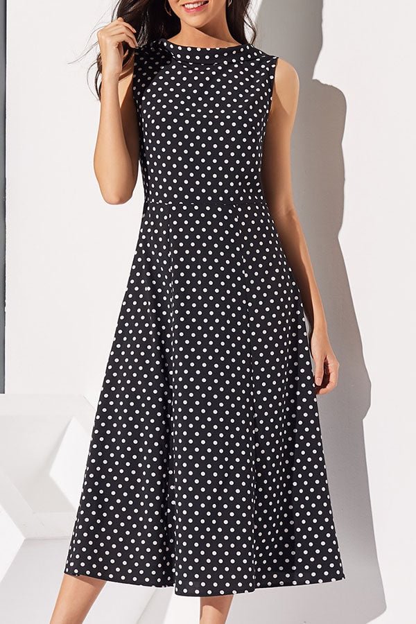 Vintage Polka Dot Sleeveless Maxi Dress - BlackFridayBuys
