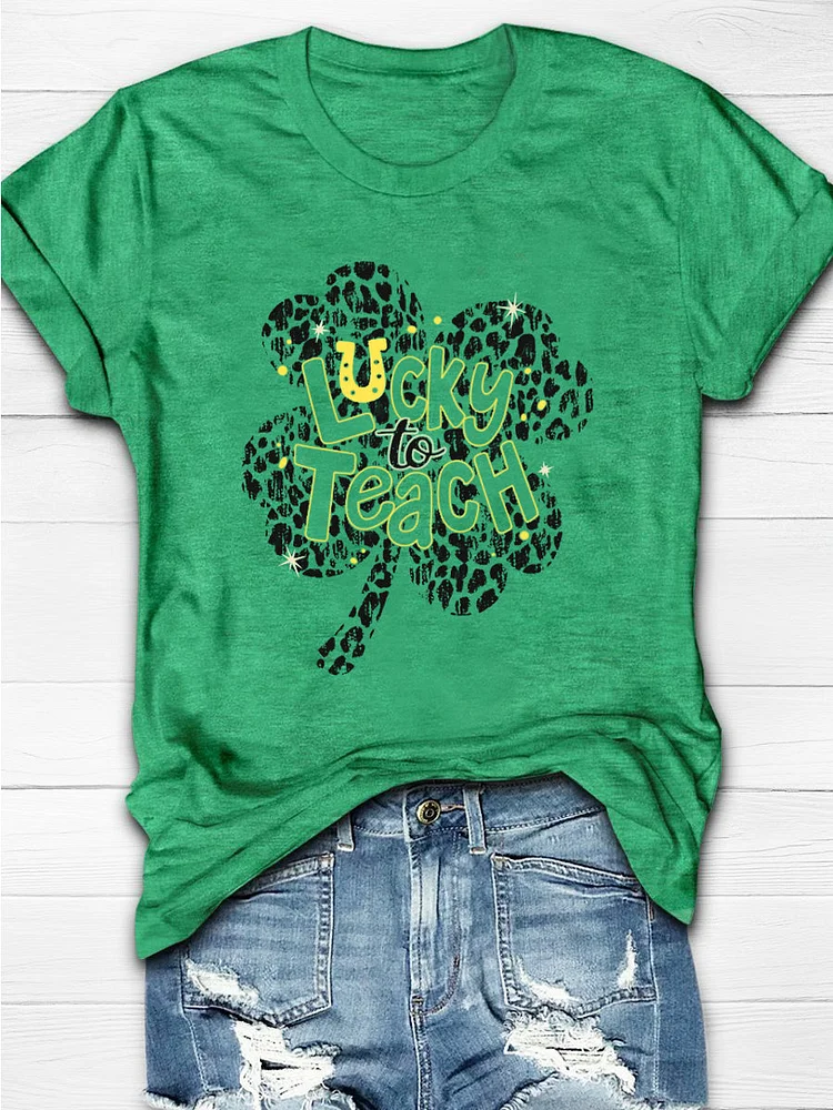 Lucky To Teach Short Sleeve T-shirt socialshop