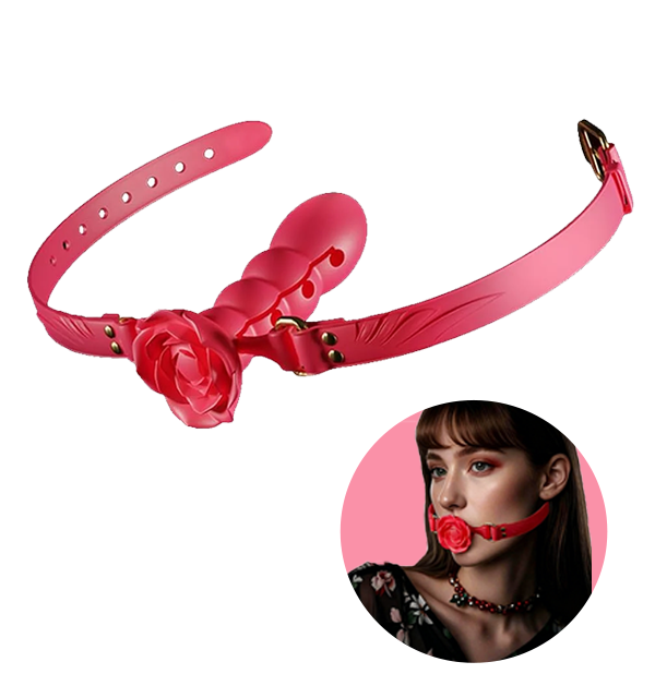 Roselle - BDSM Multi-section Rose Ball Gag, Adjustable Silicone Mouth Gag For Couple Bondage Training By Rose Toy