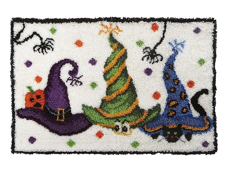 Halloween Witch's Hats Rug Latch Hook Kits for Beginner veirousa