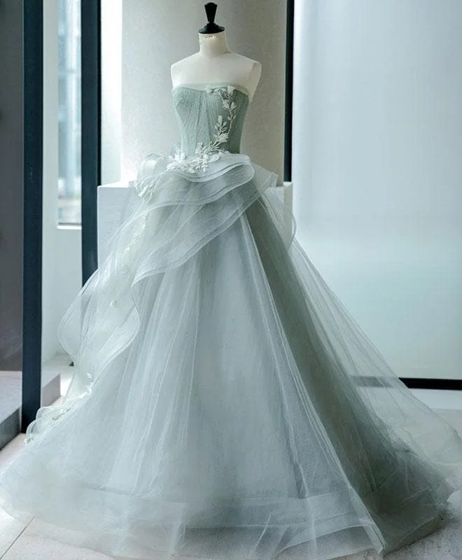 Unique Tulle Lace Long Prom Gown, Tulle Lace Evening Dress SP16563
