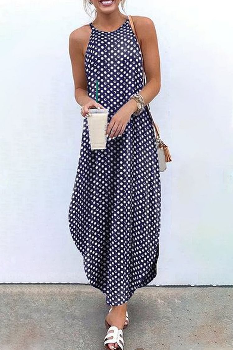 Fashion Simplicity Dot O Neck Irregular Dresses(3 Colors) - Life is Beautiful for You - SheChoic