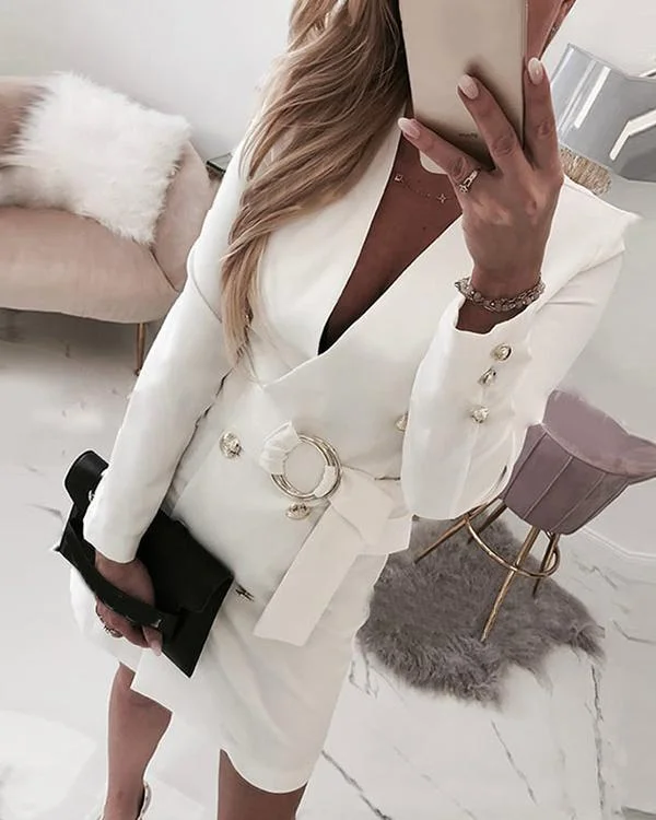 Solid Long Sleeves Bodycon Above Knee Elegant Dresses