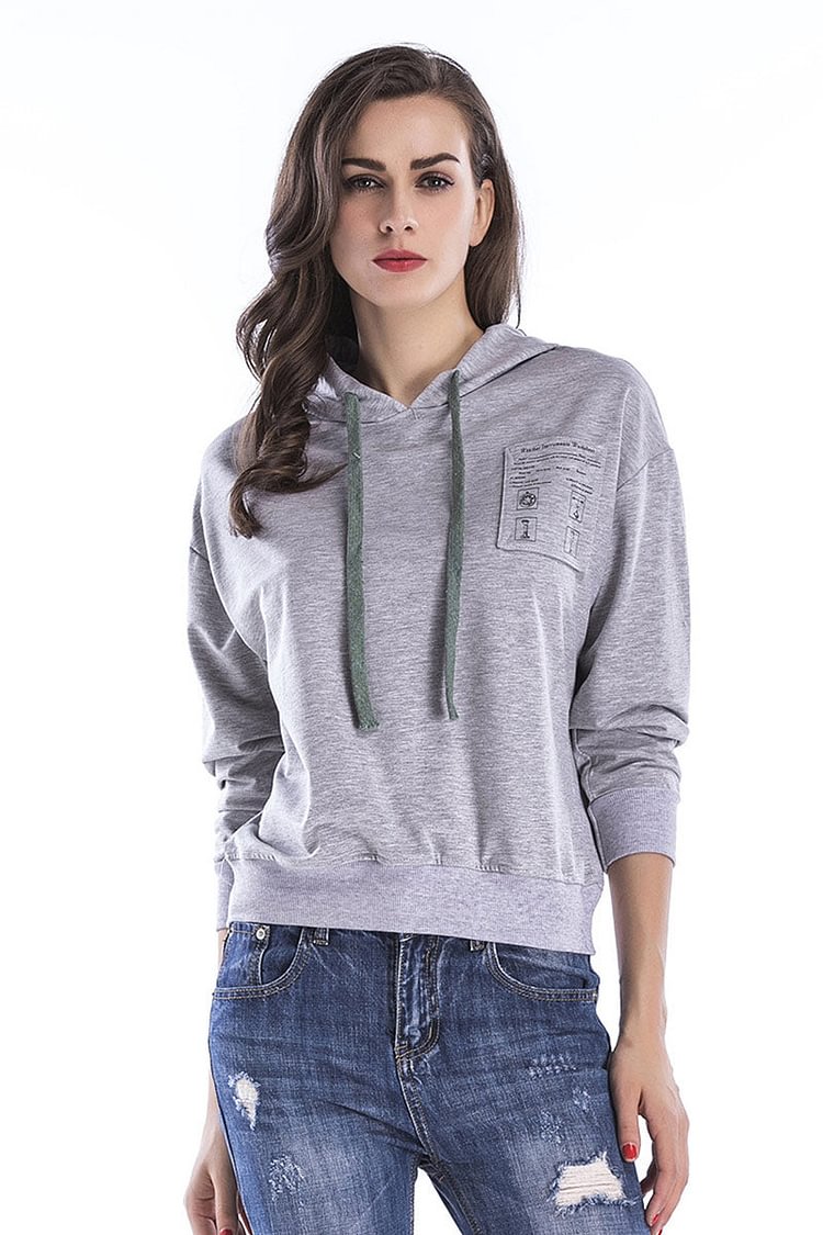 Gray Drawstring Sweatshirt With Chest Pockets - BlackFridayBuys