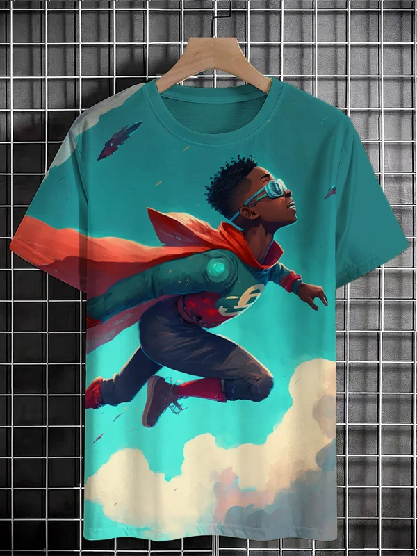 Men's Super Hero Black Boy Art Print Casual T-Shirt