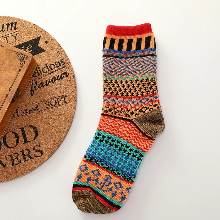TIMSMEN Retro Ethnic Style Cotton Mid-Length Thickened Warm Men's Socks
