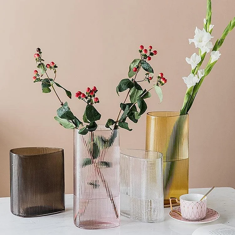 4-Piece Modern Nordic Style Cylinder Glass Vases Decorative Rose Flower Vases - Appledas