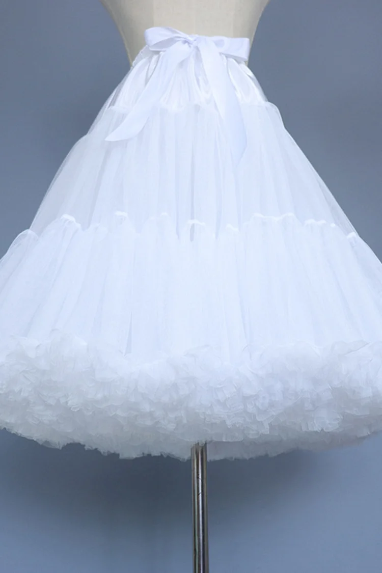 1950s Petticoat White Party Mesh Puff Sleeve Boneless Underskirt
