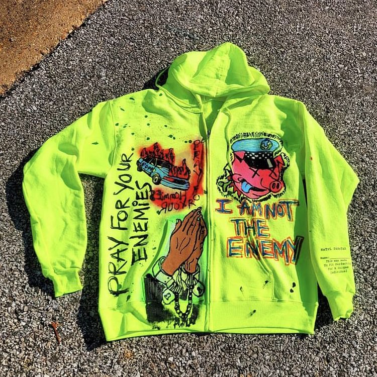 Fashionable Graffiti Print Long Sleeve Hoodie