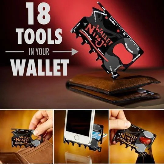Wallet Ninja 18 in 1 Multi-purpose Credit Card Size Pocket Tool