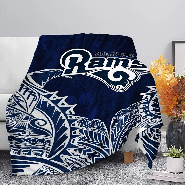 Los Angeles Rams Polynesian Print Custom Flannel Blanket