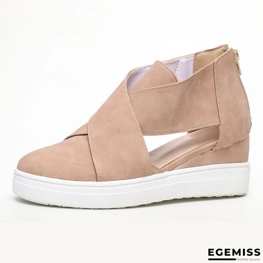 Women Solid High Flats wedges Heel Height Increasing Chunky Platform Vulcanized Sneakers Shoes | EGEMISS