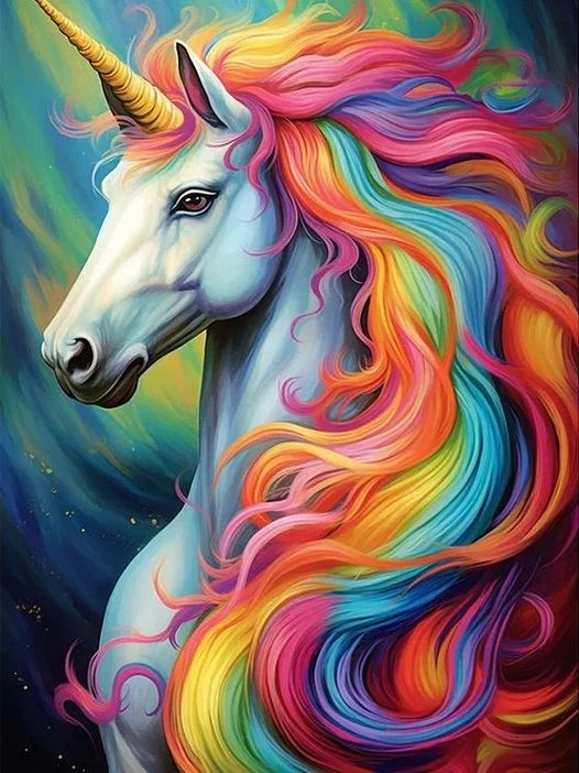 AB Diamond Painting - Full Round - Rainbow Unicorn(45*45cm)-1067335