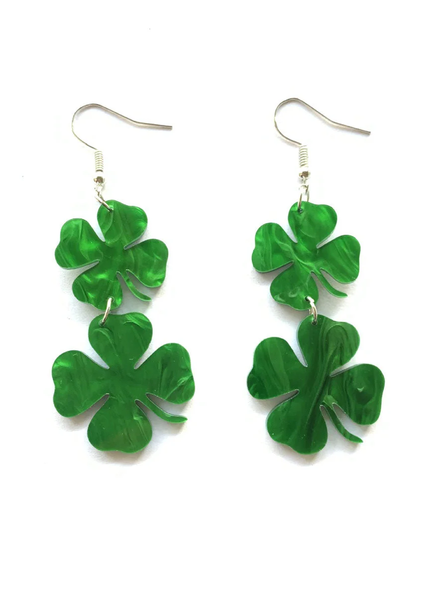 St Patrick's Four Leaf Clover Earrings