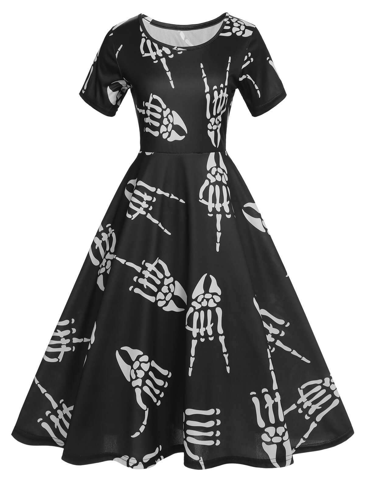 Skeleton Print Black Mini Dress main image 0