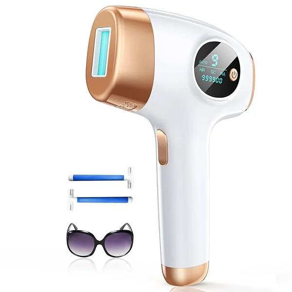 Laser Hair Removal for Women and Men, Newest 3 in 1 IPL Hair Removal, Permanent Hair Remover At Home, 9 Energy Levels, 999,900 Flashes Painless, Safe, Cleared for Facial Bikini Whole Body Z-Gold Champagne