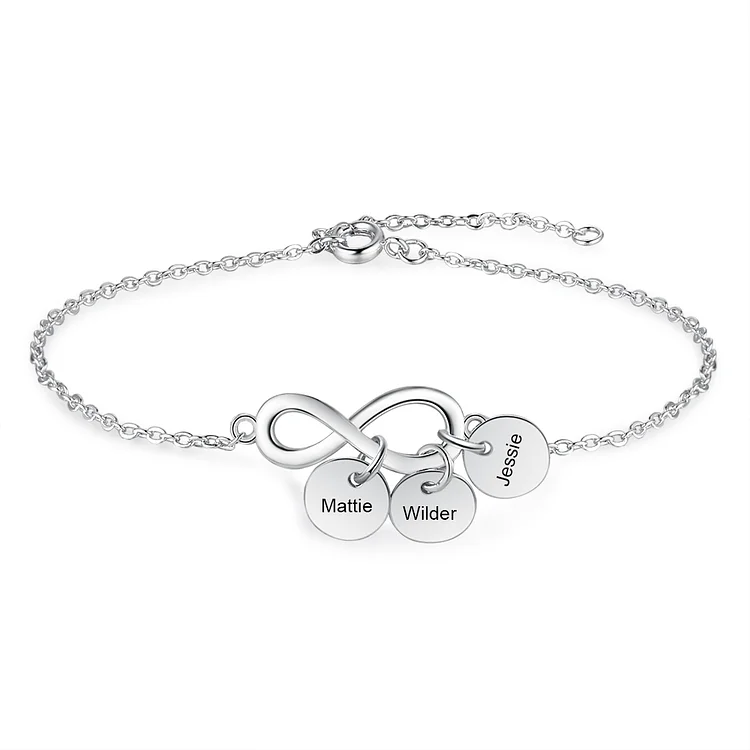 Personalized Infinity Anklet with Charms Engraved 3 Names Anklet for Women