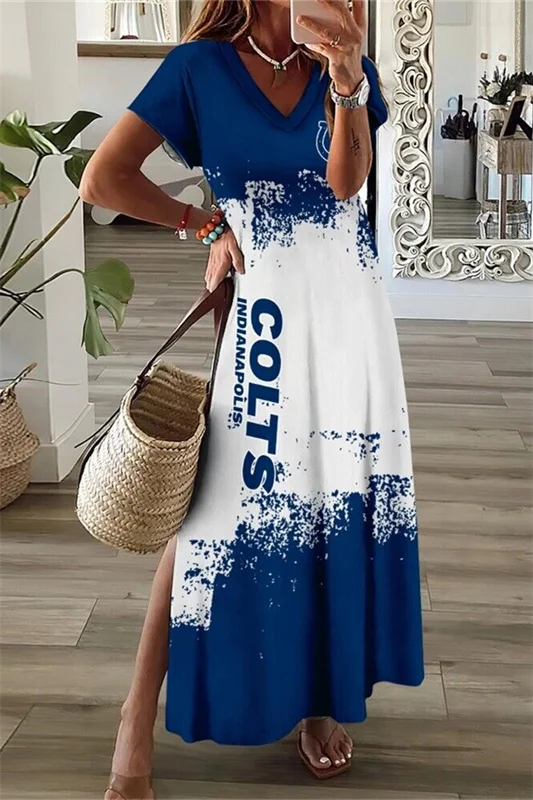 Indianapolis Colts
V-Neck Sexy Side Slit Long Dress